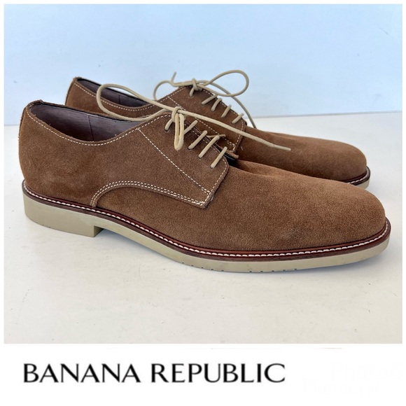 BANANA REPUBLIC Men Dewitt Crepe Sole Tan Suede Lace Up Oxfords Shoes Sz 10 NWOB - Picture 1 of 12